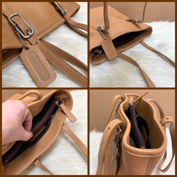 COACH Vintage Camel Tan Leather N/S LEGACY Bucket Tote Shoulder Bag #9803 - Picture 6 of 16